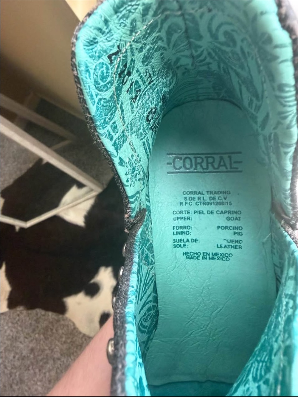 Corral Gray Zebra-Print Ankle Boots with Stud Details - Picture 4 of 5